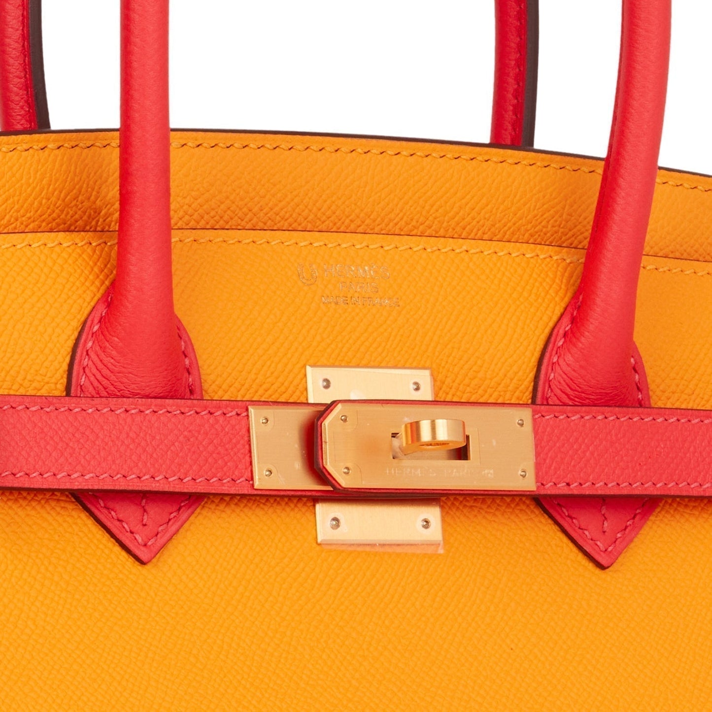 Luxury Hermes Special Order (HSS) Birkin 30 Jaune D'Or and Rose Jaipur Epsom Brushed Gold Hardware