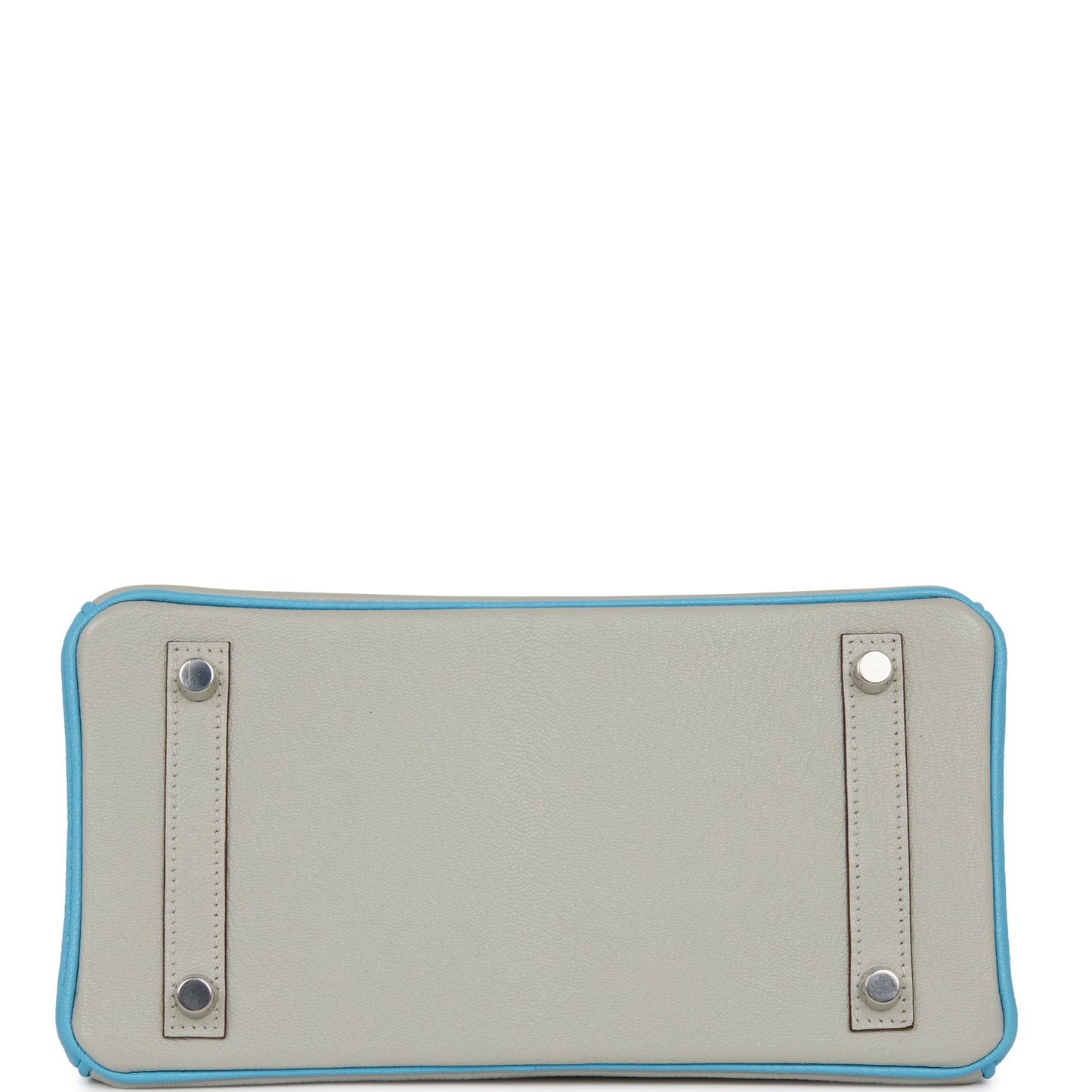 Luxury Hermes Special Order (HSS) Birkin 25 Gris Perle and Bleu du Nord Chèvre Brushed Palladium Hardware