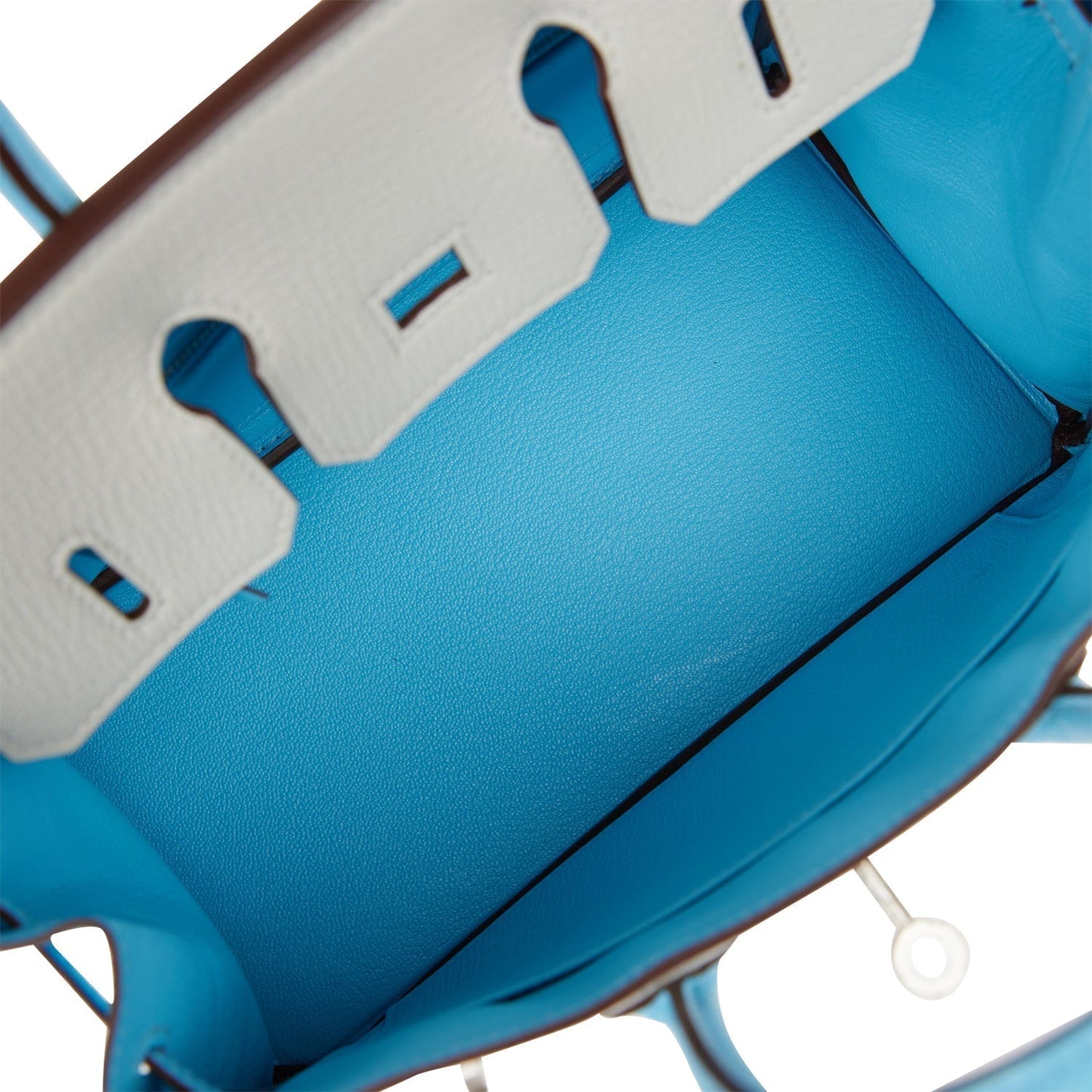 Luxury Hermes Special Order (HSS) Birkin 25 Gris Perle and Bleu du Nord Chèvre Brushed Palladium Hardware