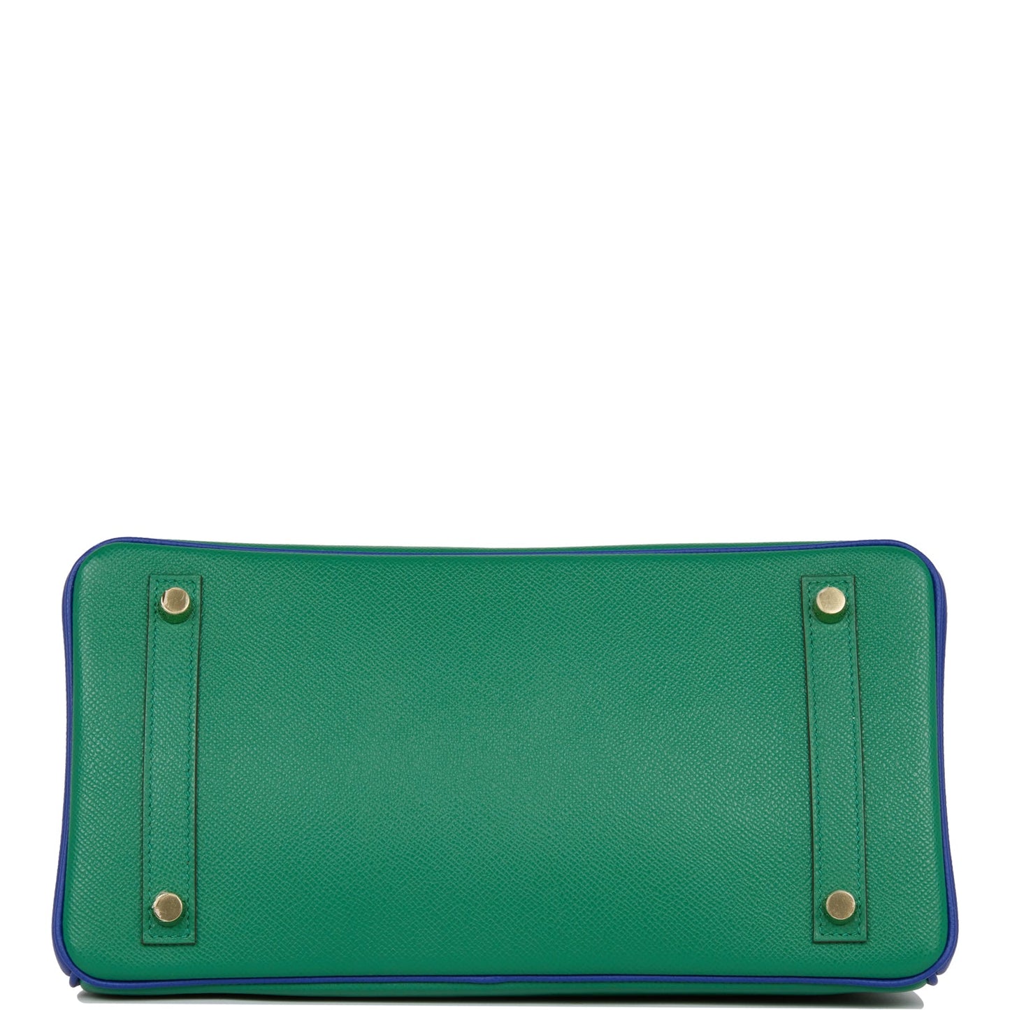 Luxury Hermes Special Order (HSS) Birkin 30 Vert Verone and Bleu Electric Epsom Brushed Gold Hardware