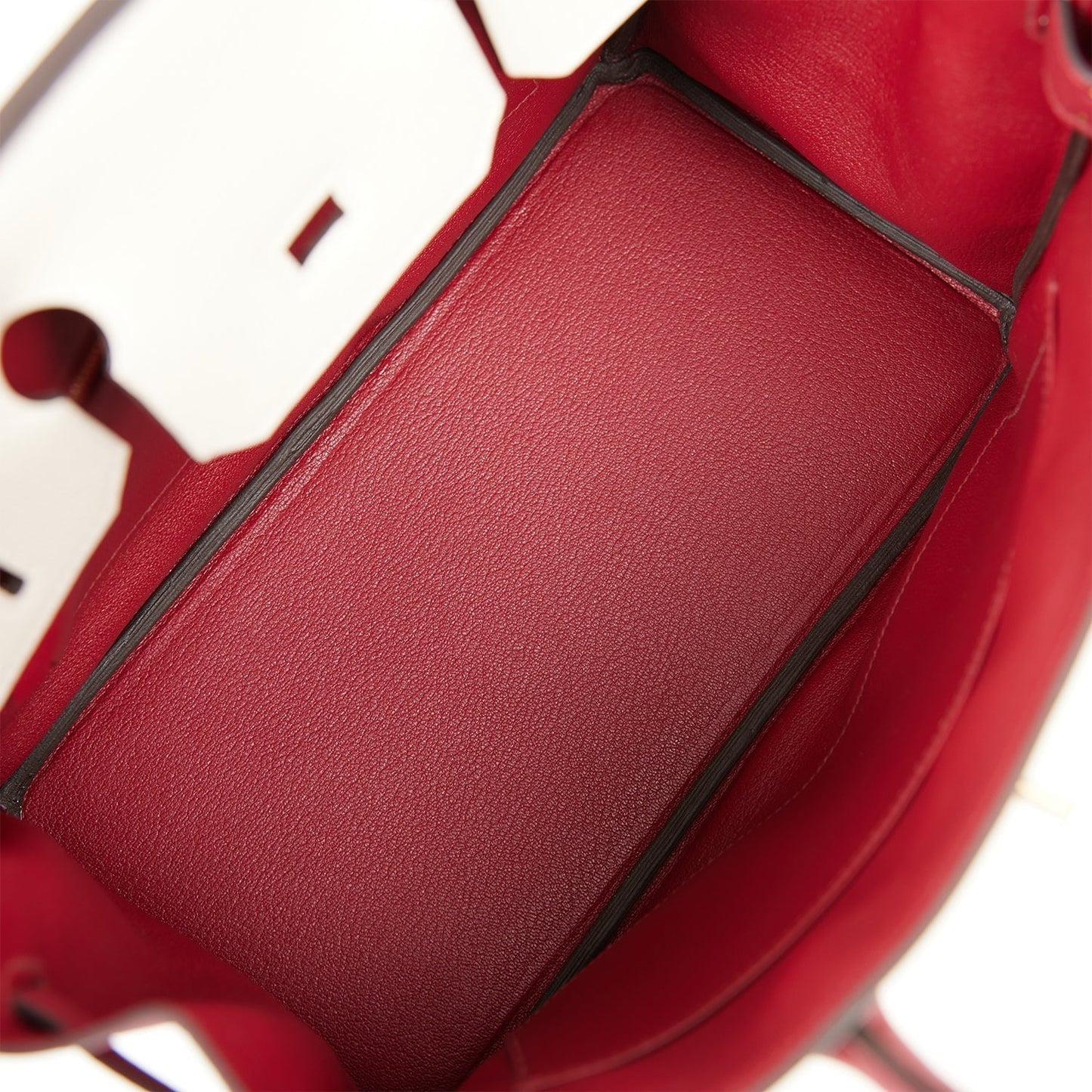 Luxury Hermes Special Order (HSS) Birkin 30 Craie and Rouge Grenat Togo Permabrass Hardware