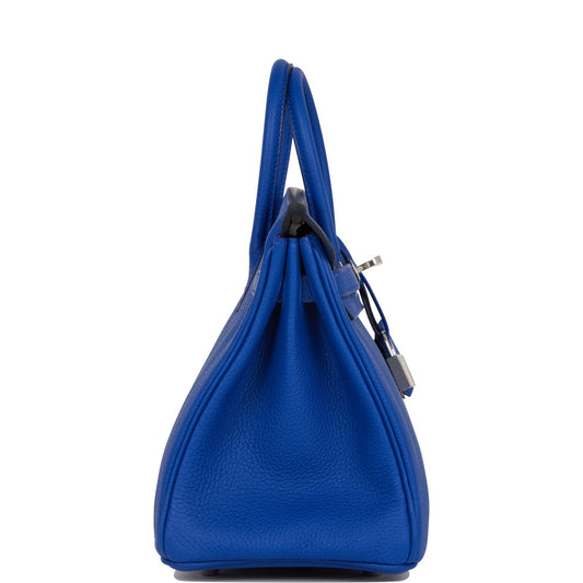 Luxury Hermes Birkin 25 Bleu Royal Verso Togo Palladium Hardware