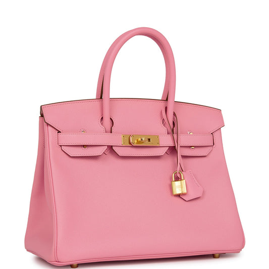 Luxury Hermes Birkin 30 Rose Confetti Epsom Gold Hardware