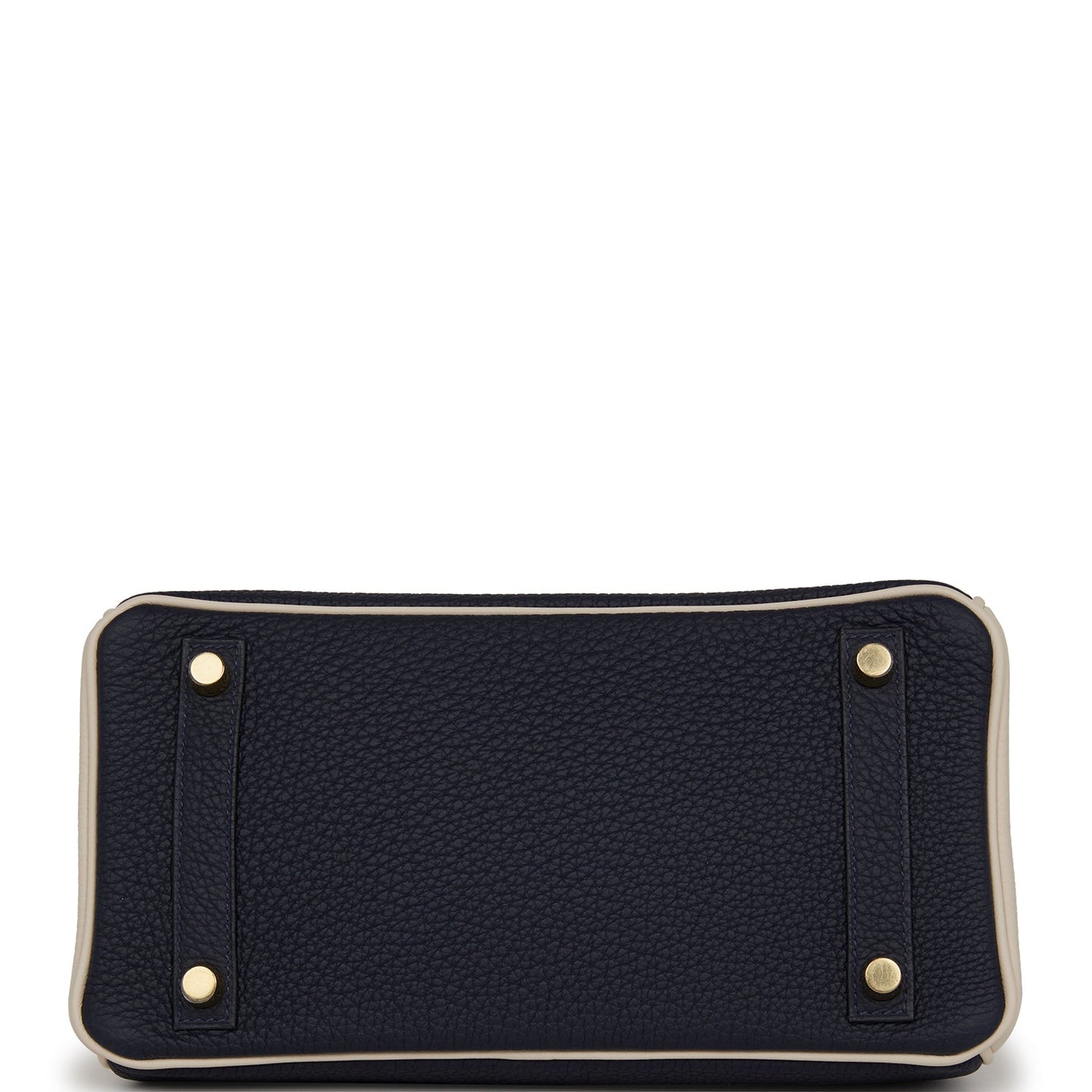 Luxury Hermes Special Order (HSS) Birkin 25 Bleu Nuit and Craie Togo Gold Hardware