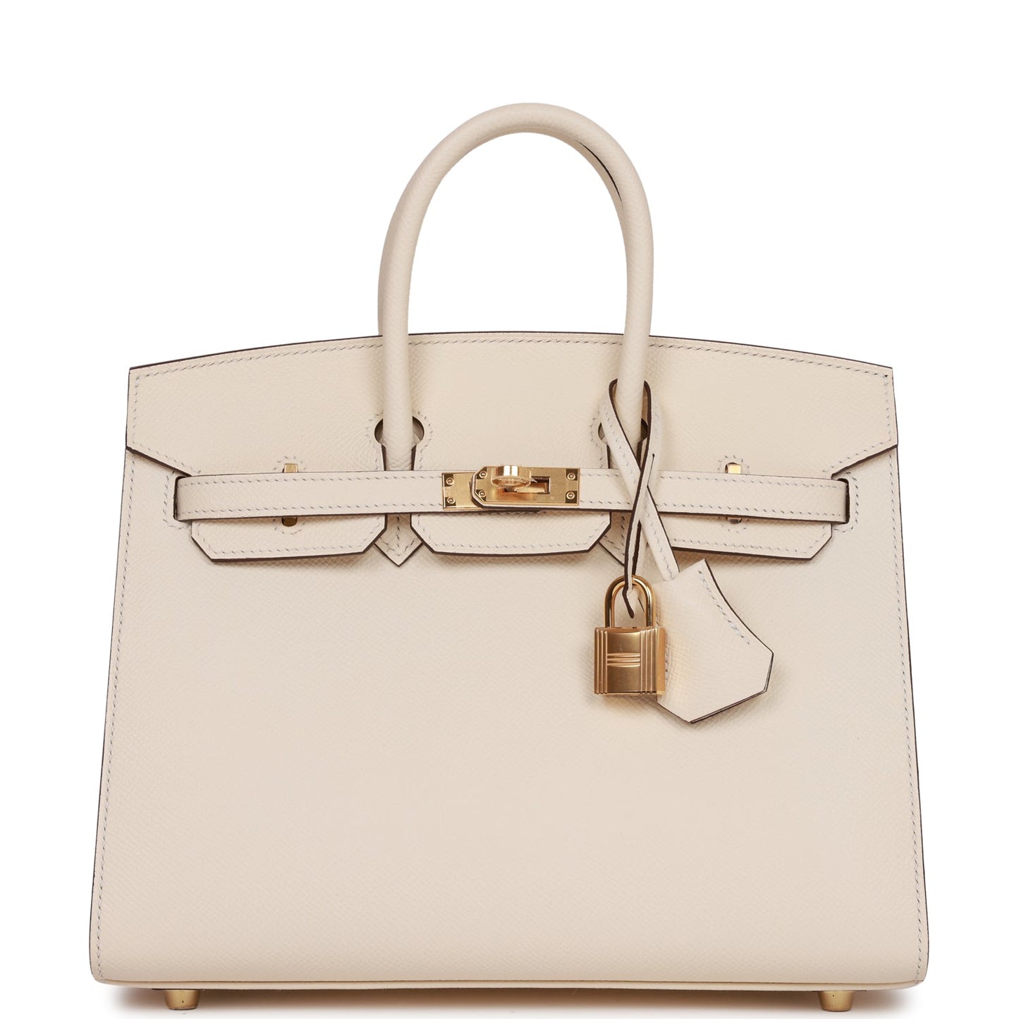 Luxury Hermes Birkin Sellier 25 Nata Epsom Gold Hardware