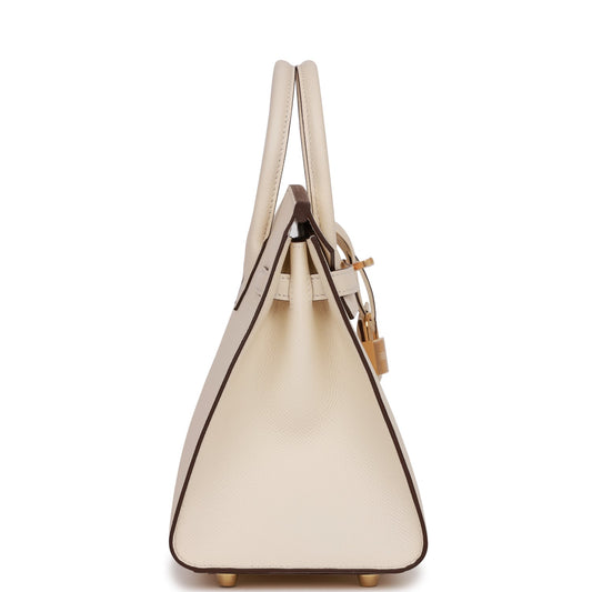 Luxury Hermes Birkin Sellier 25 Nata Epsom Gold Hardware