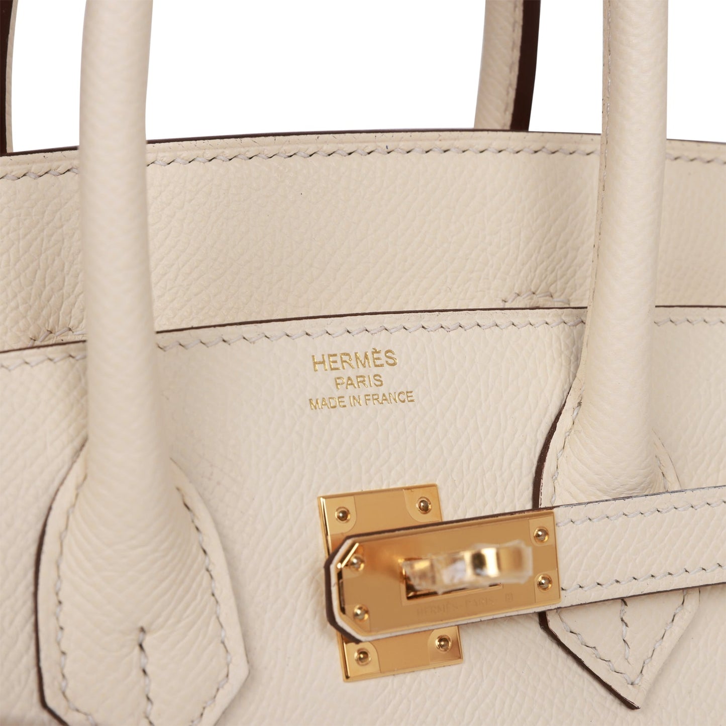 Luxury Hermes Birkin Sellier 25 Nata Epsom Gold Hardware