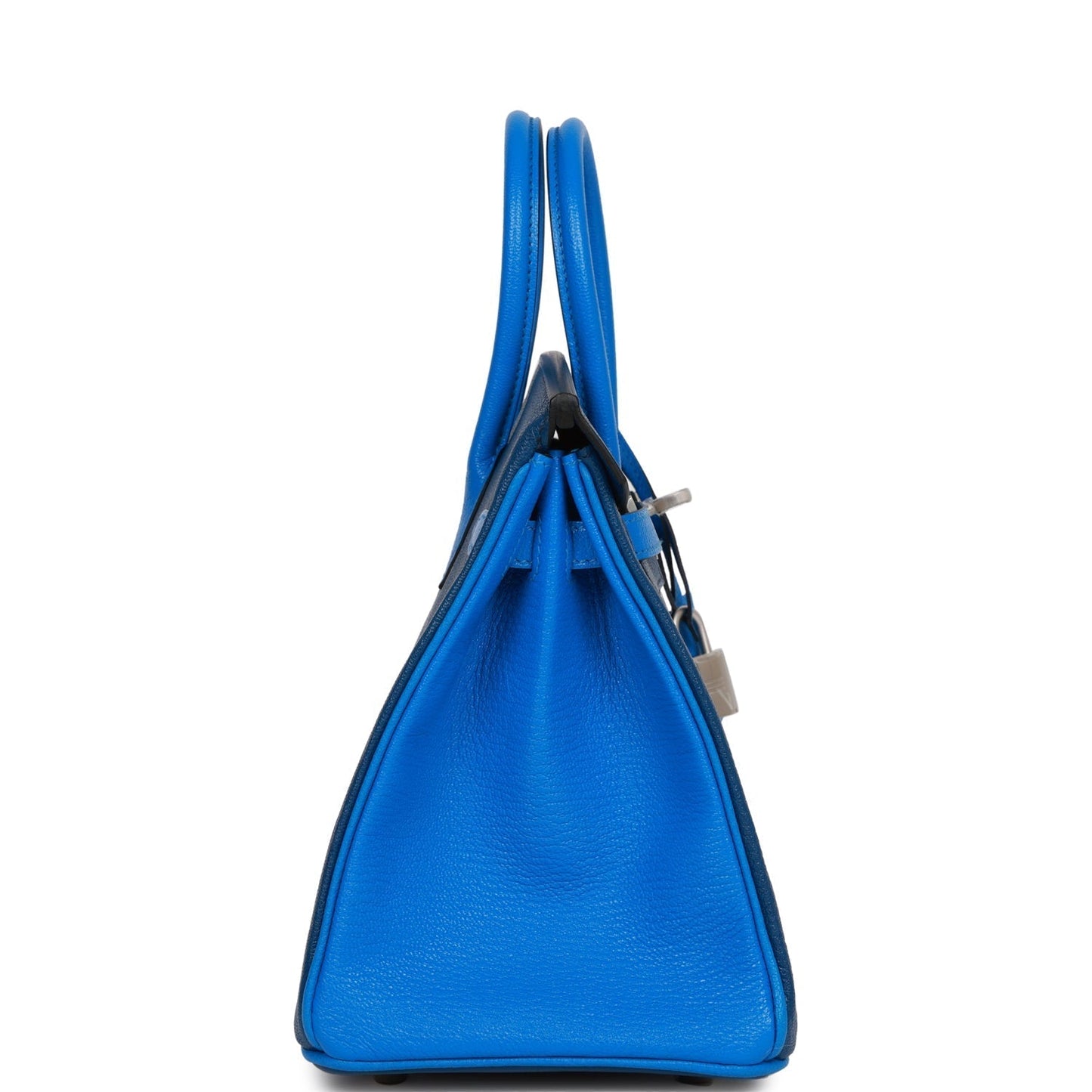 Luxury Hermes Special Order (HSS) Birkin 25 Bleu Hydra and Bleu Saphir Chèvre Brushed Palladium Hardware