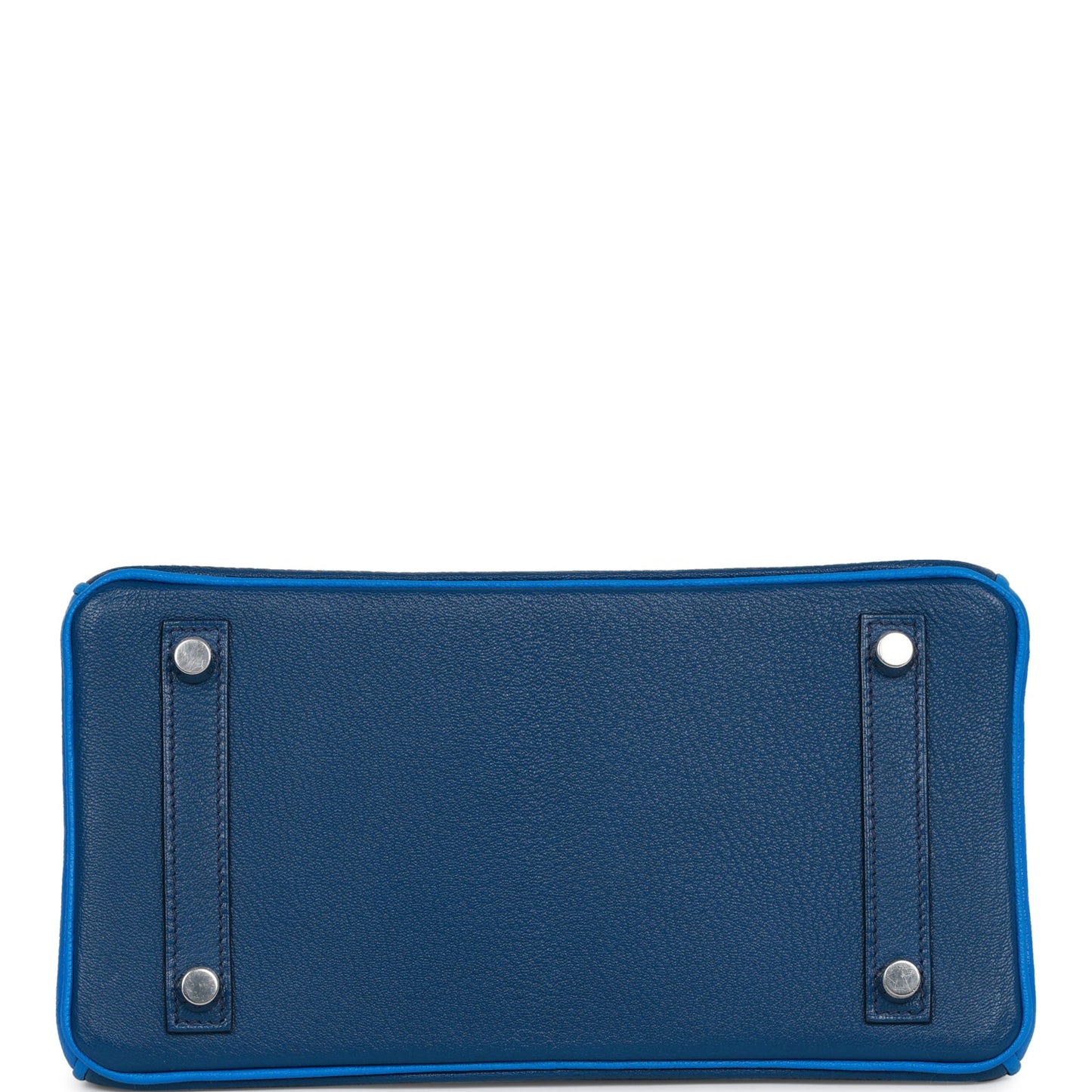 Luxury Hermes Special Order (HSS) Birkin 25 Bleu Hydra and Bleu Saphir Chèvre Brushed Palladium Hardware