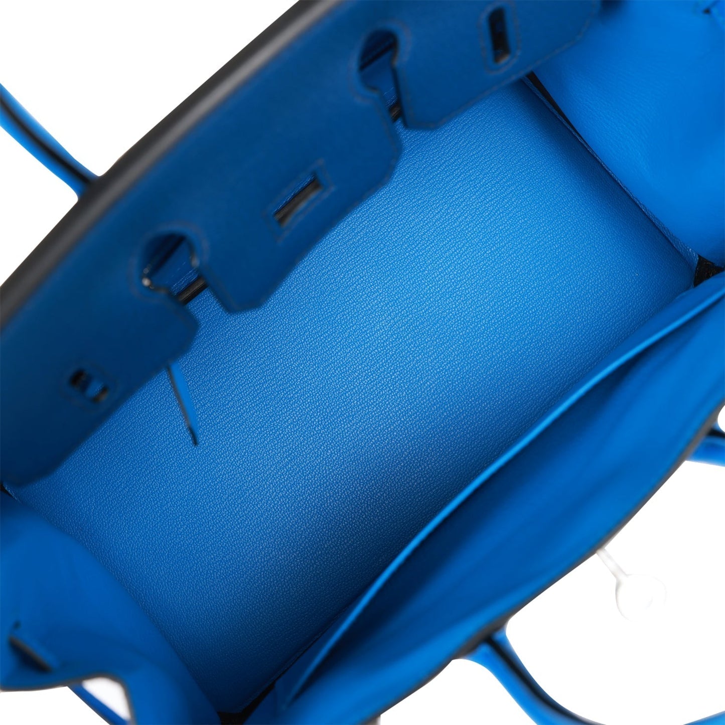 Luxury Hermes Special Order (HSS) Birkin 25 Bleu Hydra and Bleu Saphir Chèvre Brushed Palladium Hardware
