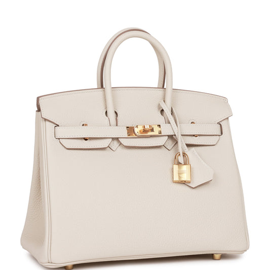 Luxury Hermes Birkin 25 Craie Togo Gold Hardware