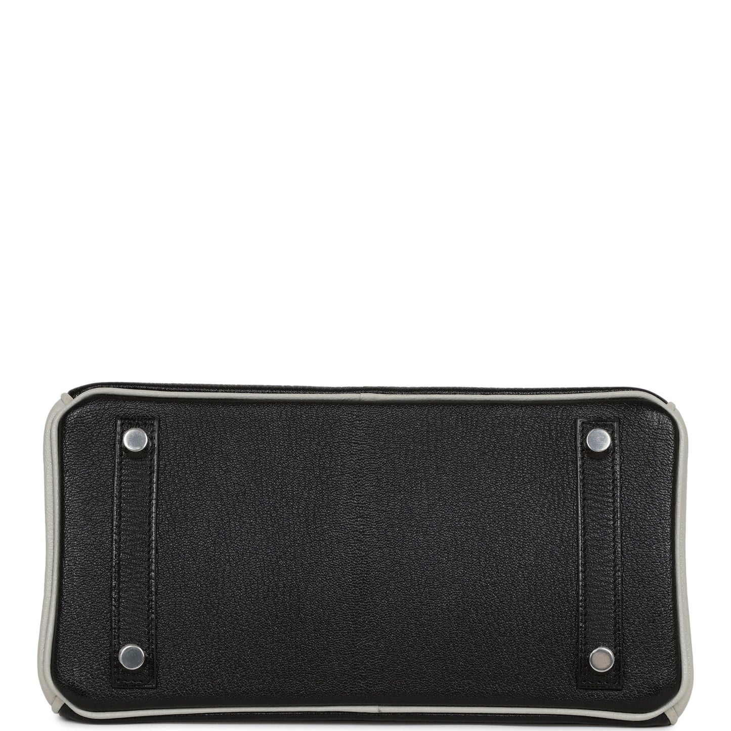 Luxury Hermes Special Order (HSS) Birkin 25 Black and Gris Perle Chèvre Brushed Palladium Hardware