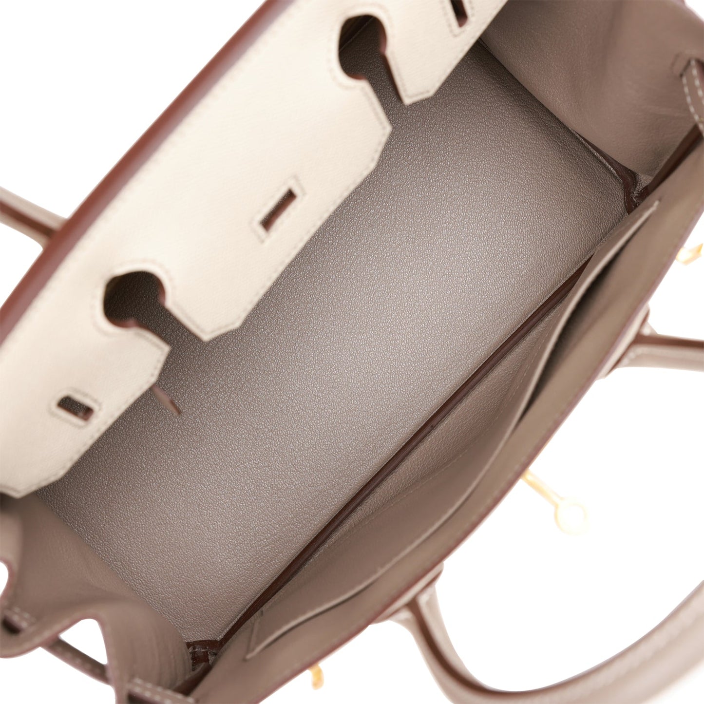 Luxury Hermes Special Order (HSS) Birkin 30 Craie and Gris Asphalte Epsom Brushed Gold Hardware