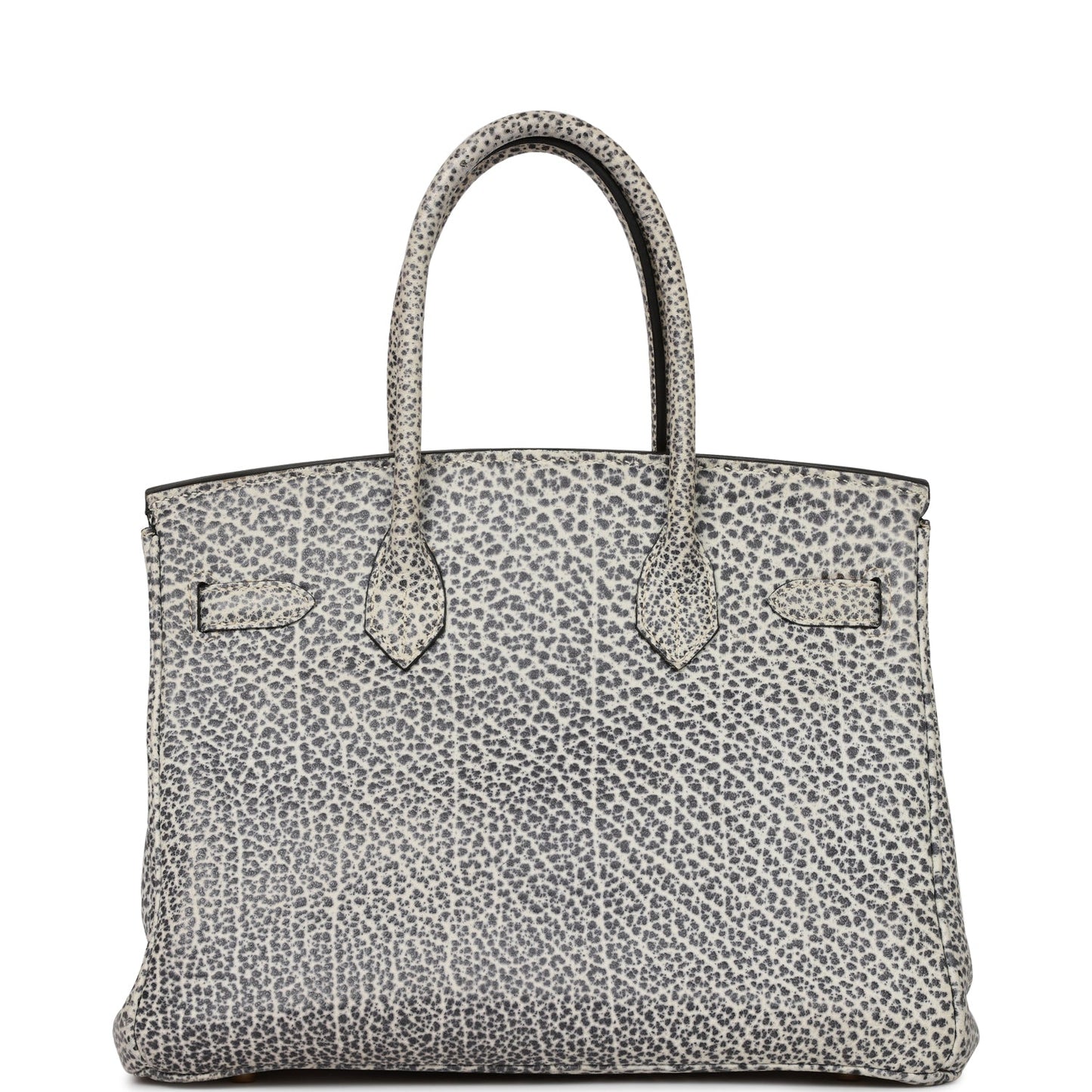 Vintage Luxury Hermes Birkin 30 White Dalmatian Buffalo Gold Hardware