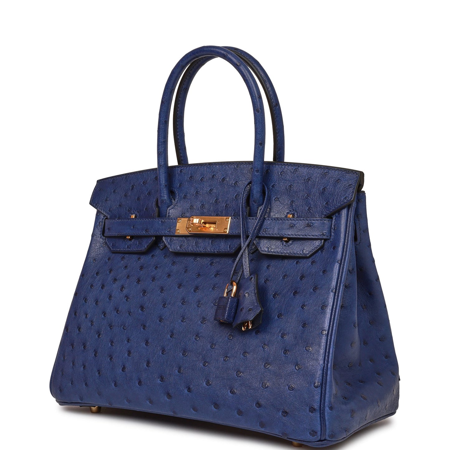 Luxury Hermes Birkin 30 Bleu Saphir Ostrich Gold Hardware