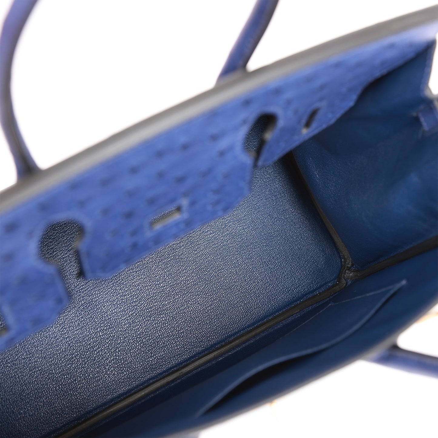 Luxury Hermes Birkin 30 Bleu Saphir Ostrich Gold Hardware