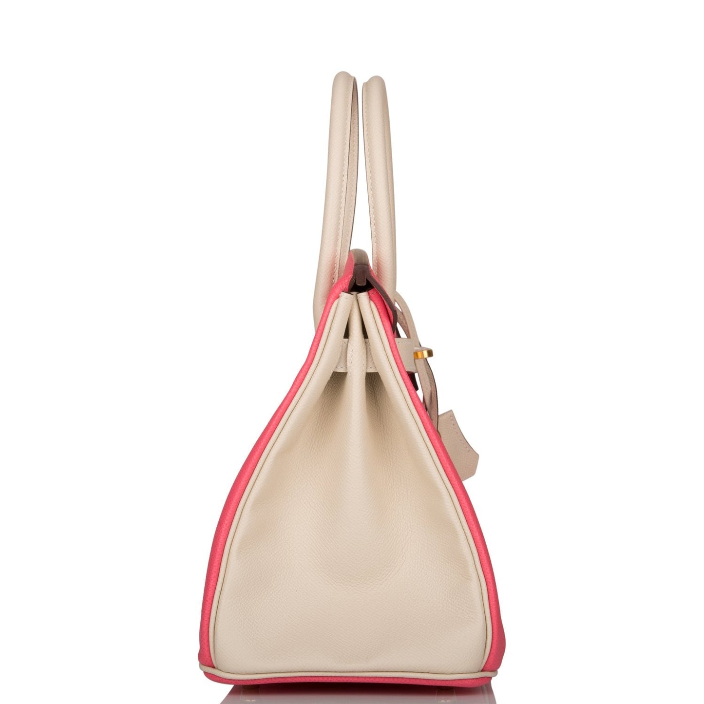 Luxury Hermes Special Order (HSS) Birkin 30 Craie and Rose Azalee Epsom Brushed Gold Hardware