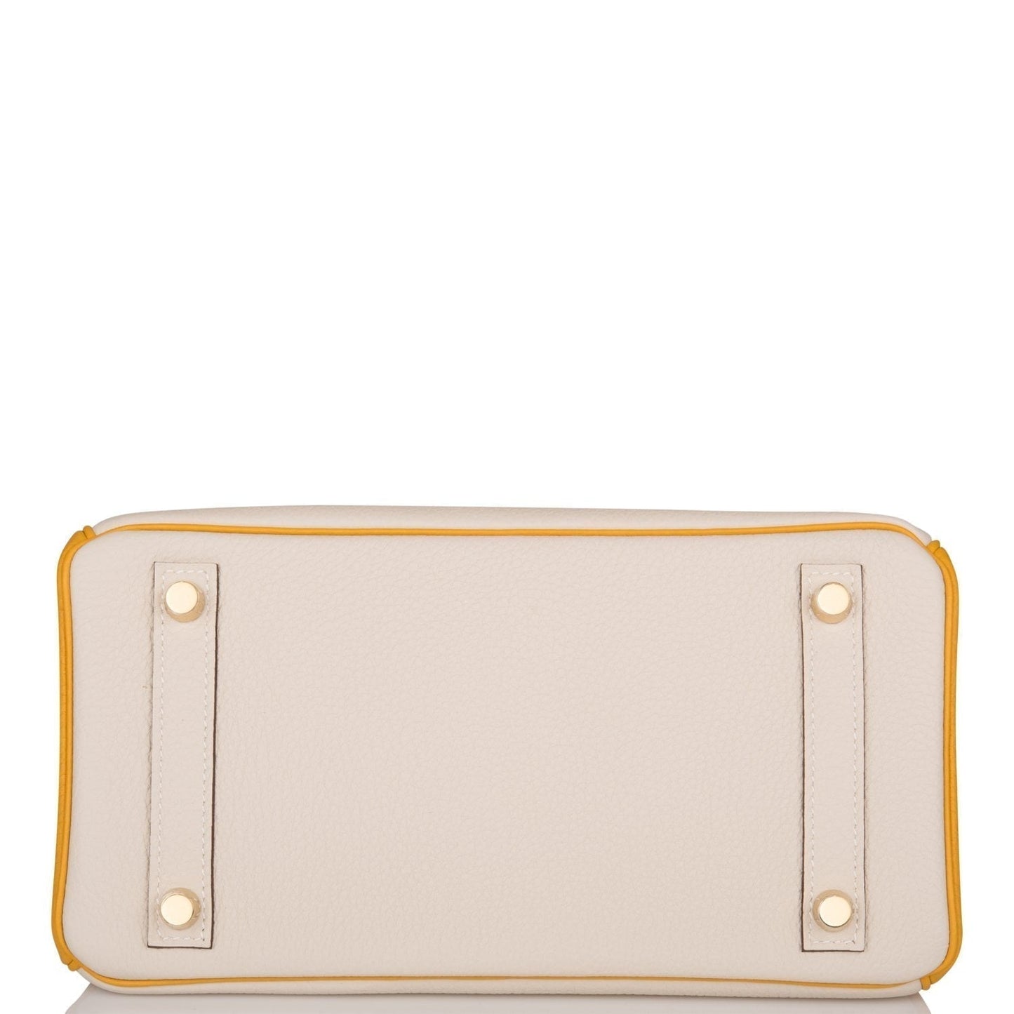 Luxury Hermes Special Order (HSS) Birkin 25 Craie and Jaune Ambre Togo Brushed Gold Hardware