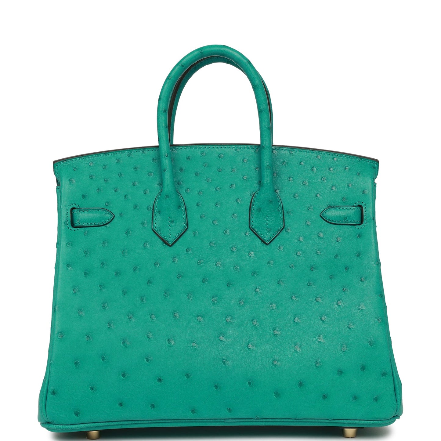 Luxury Hermes Birkin 25 Vert Verone Ostrich Gold Hardware