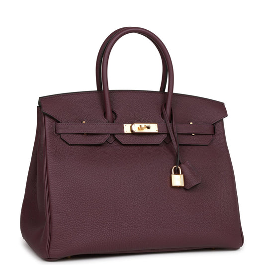 Luxury Hermes Birkin 35 Cassis Togo Gold Hardware