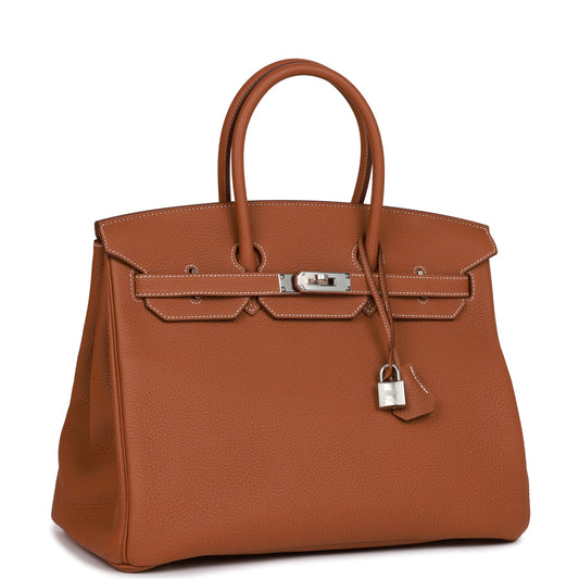 Luxury Hermes Birkin 35 Gold Togo Palladium Hardware
