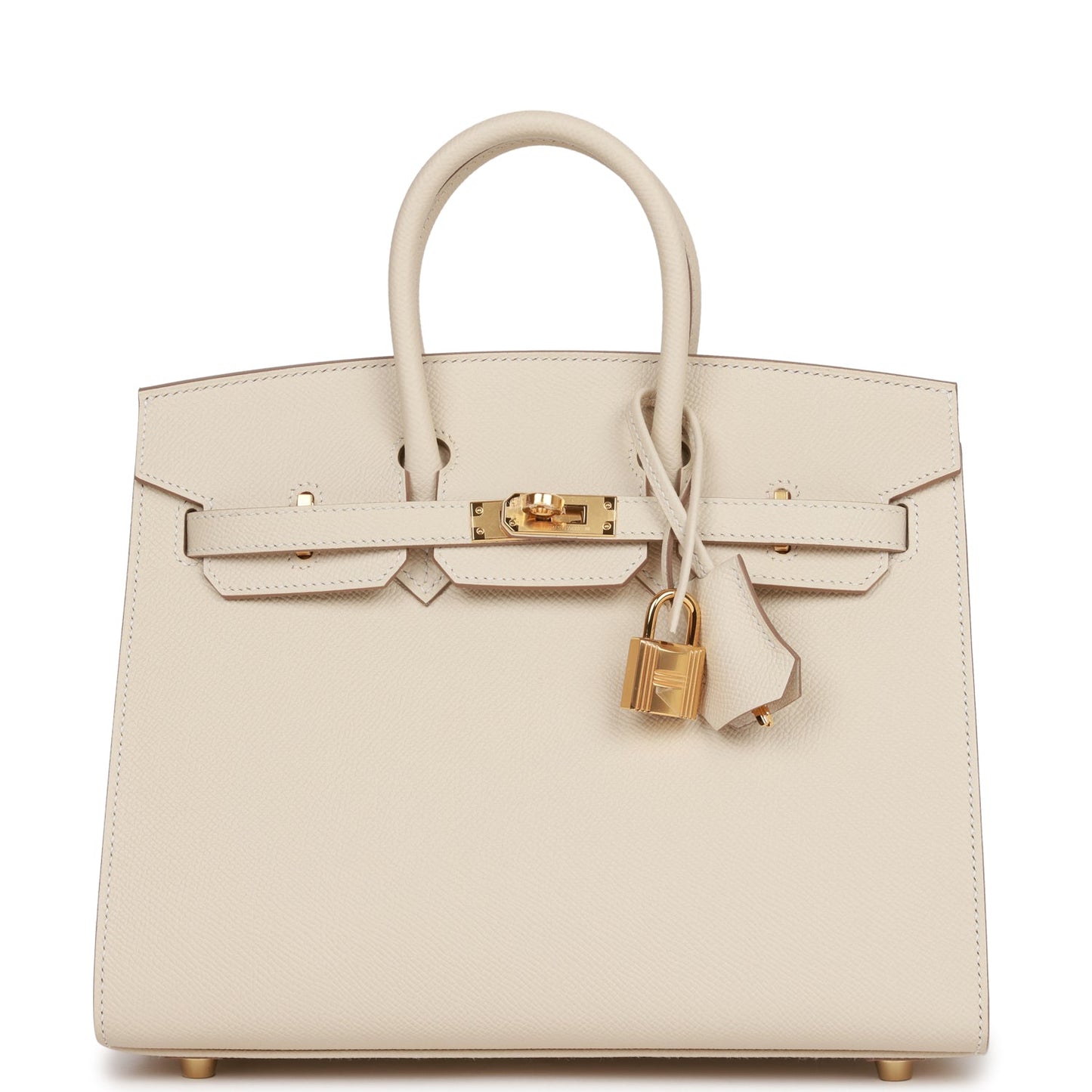 Luxury Hermes Birkin Sellier 25 Craie Epsom Gold Hardware