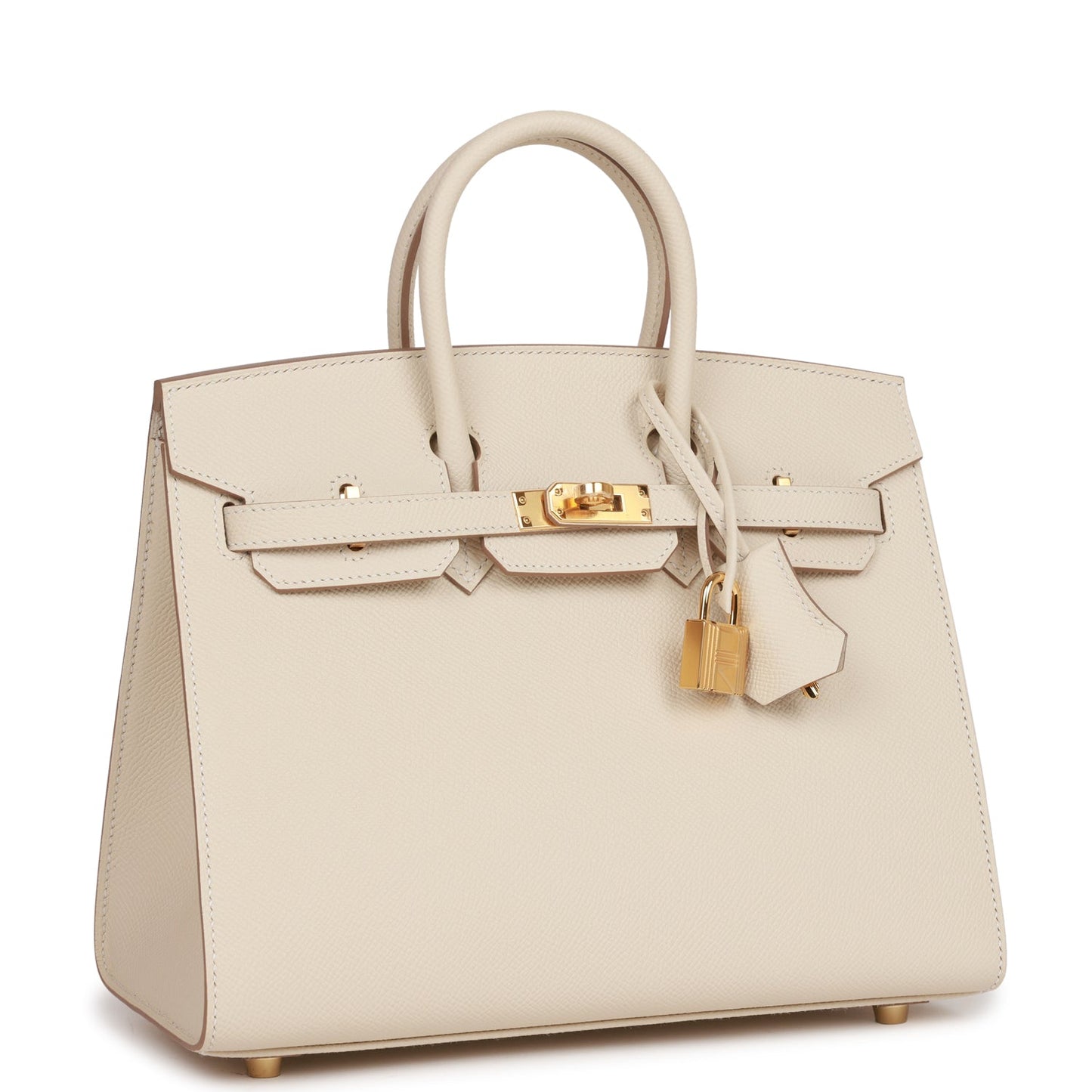 Luxury Hermes Birkin Sellier 25 Craie Epsom Gold Hardware