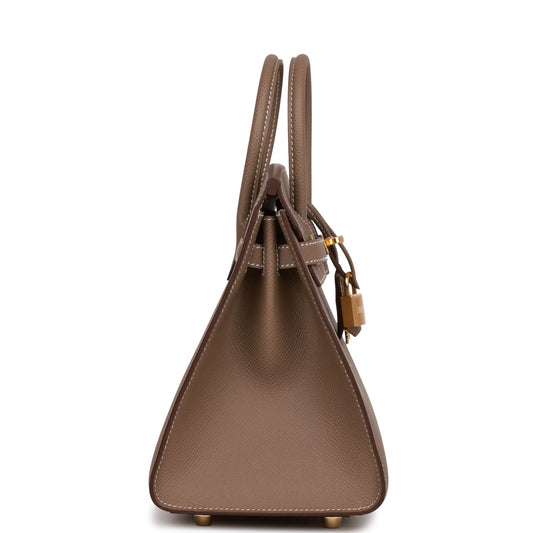 Luxury Hermes Birkin Sellier 25 Etoupe Epsom Gold Hardware