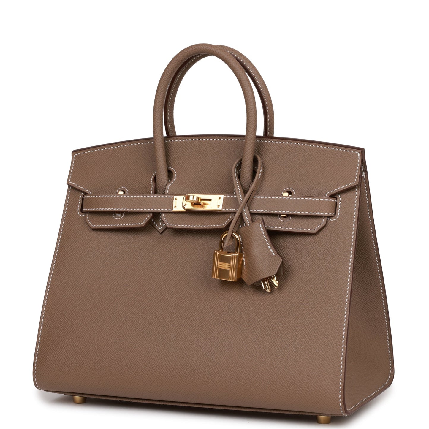 Luxury Hermes Birkin Sellier 25 Etoupe Epsom Gold Hardware