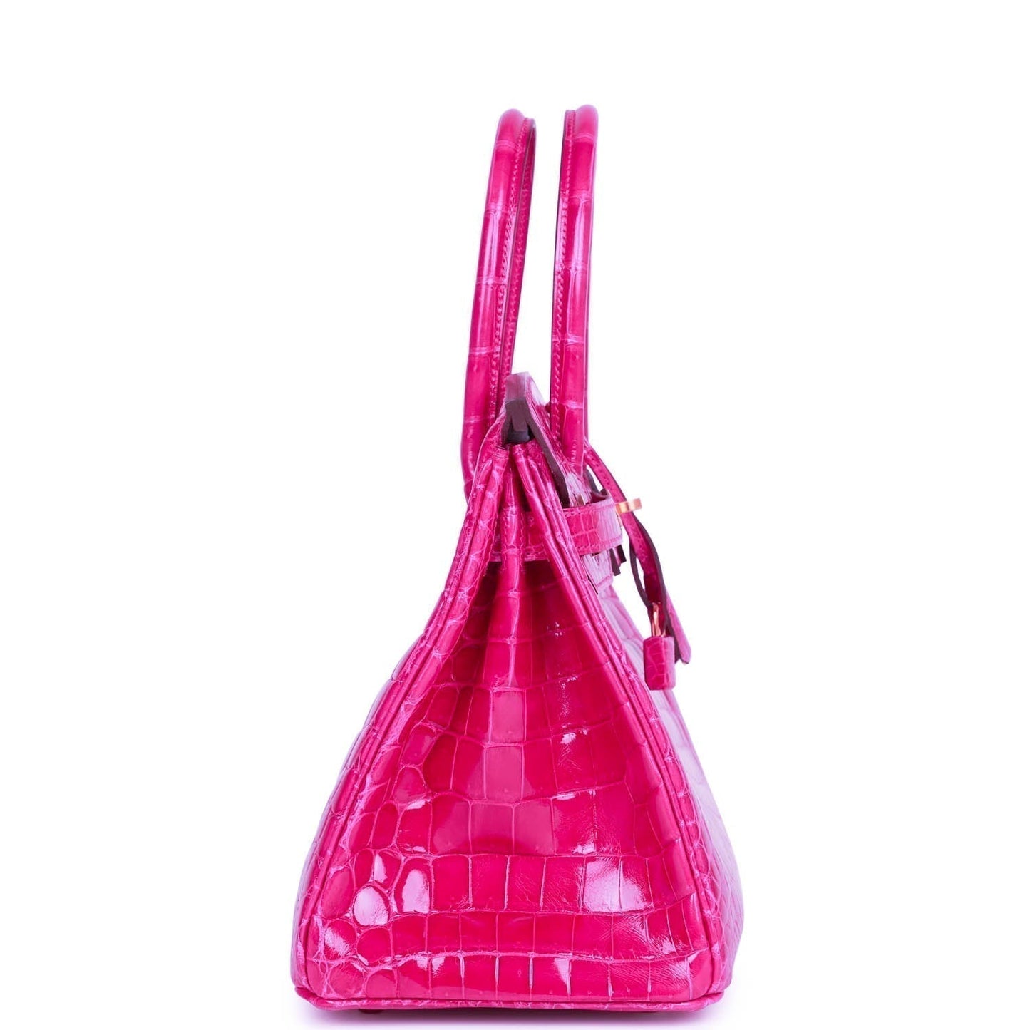 Luxury Hermes Special Order (HSS) Birkin 30 Rose Scheherazade Shiny Niloticus Crocodile Gold Hardware