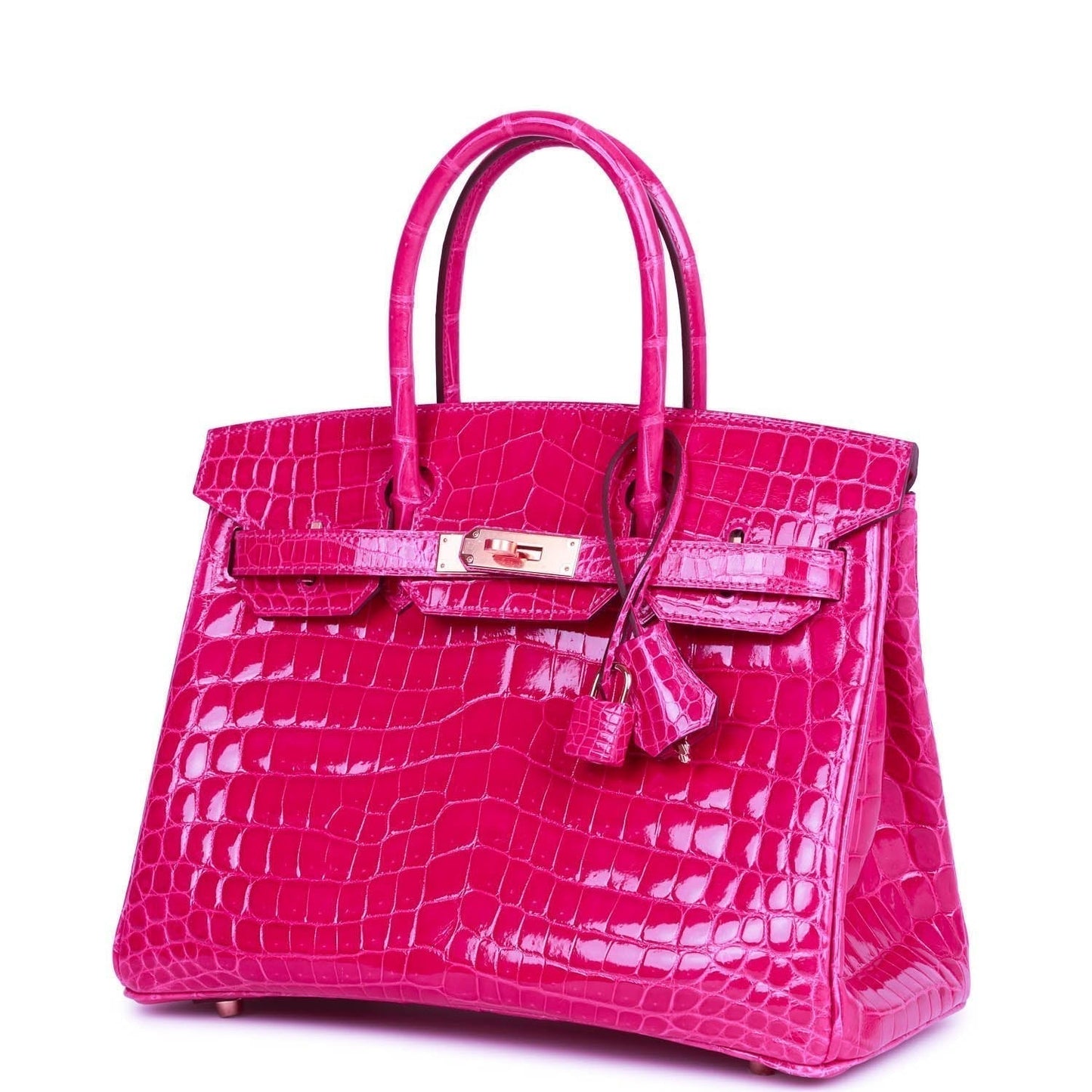 Luxury Hermes Special Order (HSS) Birkin 30 Rose Scheherazade Shiny Niloticus Crocodile Gold Hardware