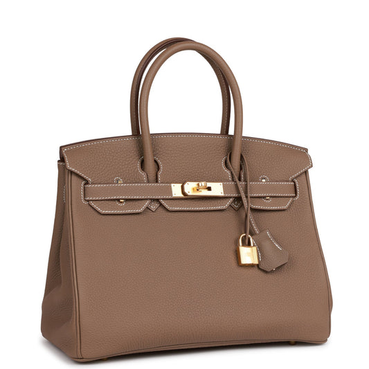 Luxury Hermes Birkin 30 Etoupe Togo Gold Hardware