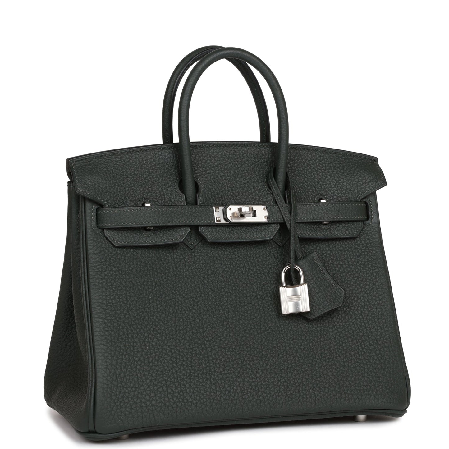 Luxury Hermes Birkin 25 Vert Fonce Togo Palladium Hardware