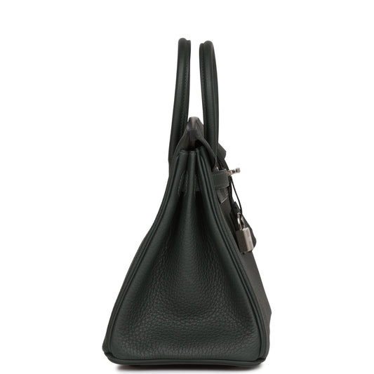 Luxury Hermes Birkin 25 Vert Fonce Togo Palladium Hardware