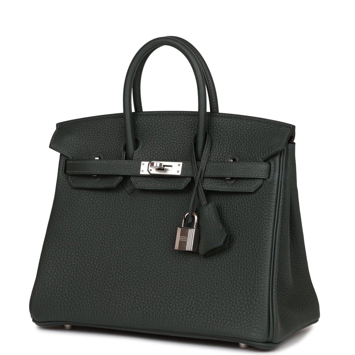 Luxury Hermes Birkin 25 Vert Fonce Togo Palladium Hardware