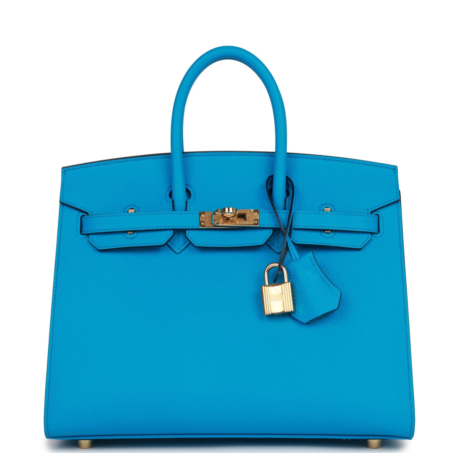 Luxury Hermes Birkin Sellier 25 Bleu Frida Epsom Gold Hardware