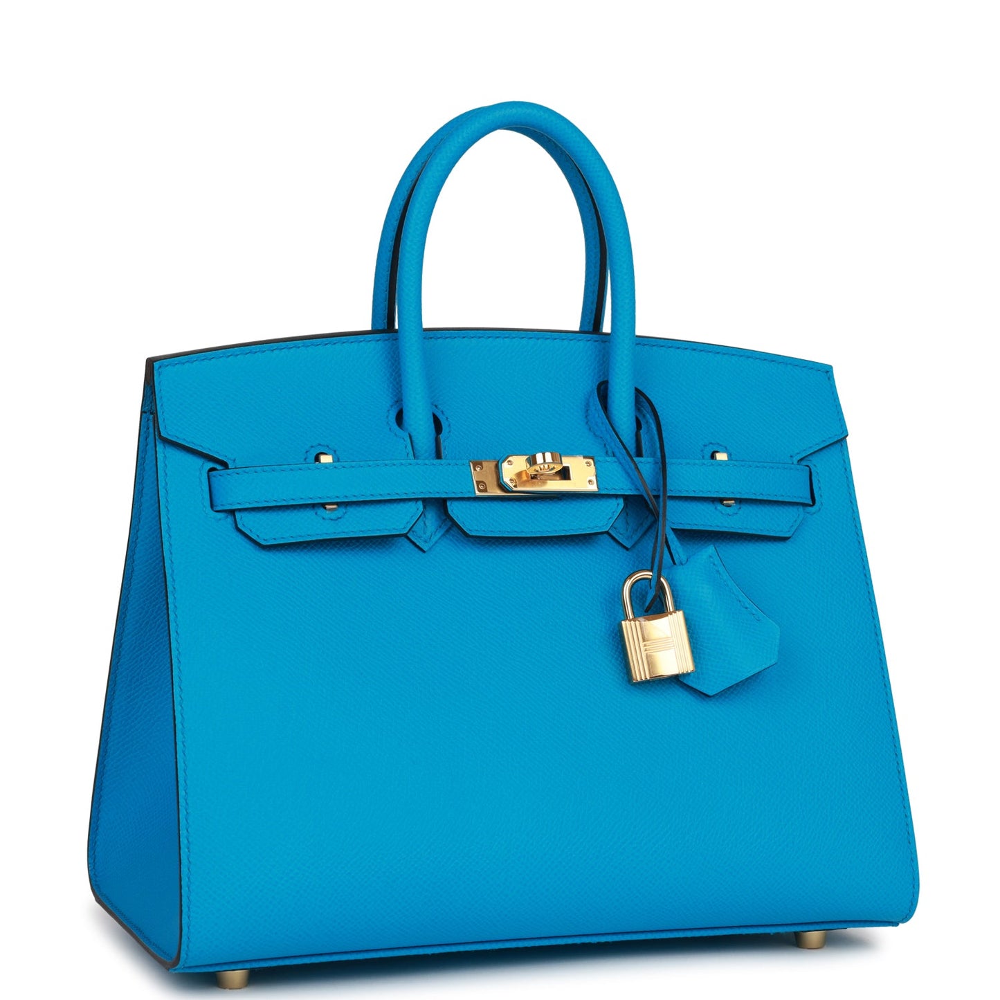 Luxury Hermes Birkin Sellier 25 Bleu Frida Epsom Gold Hardware