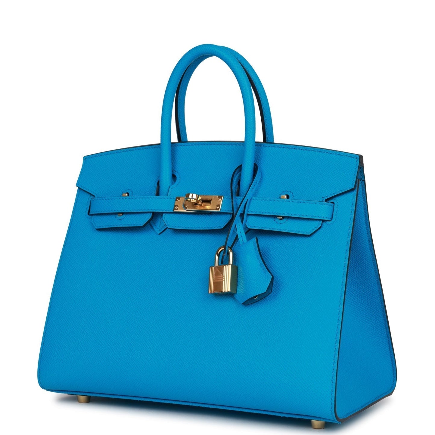 Luxury Hermes Birkin Sellier 25 Bleu Frida Epsom Gold Hardware