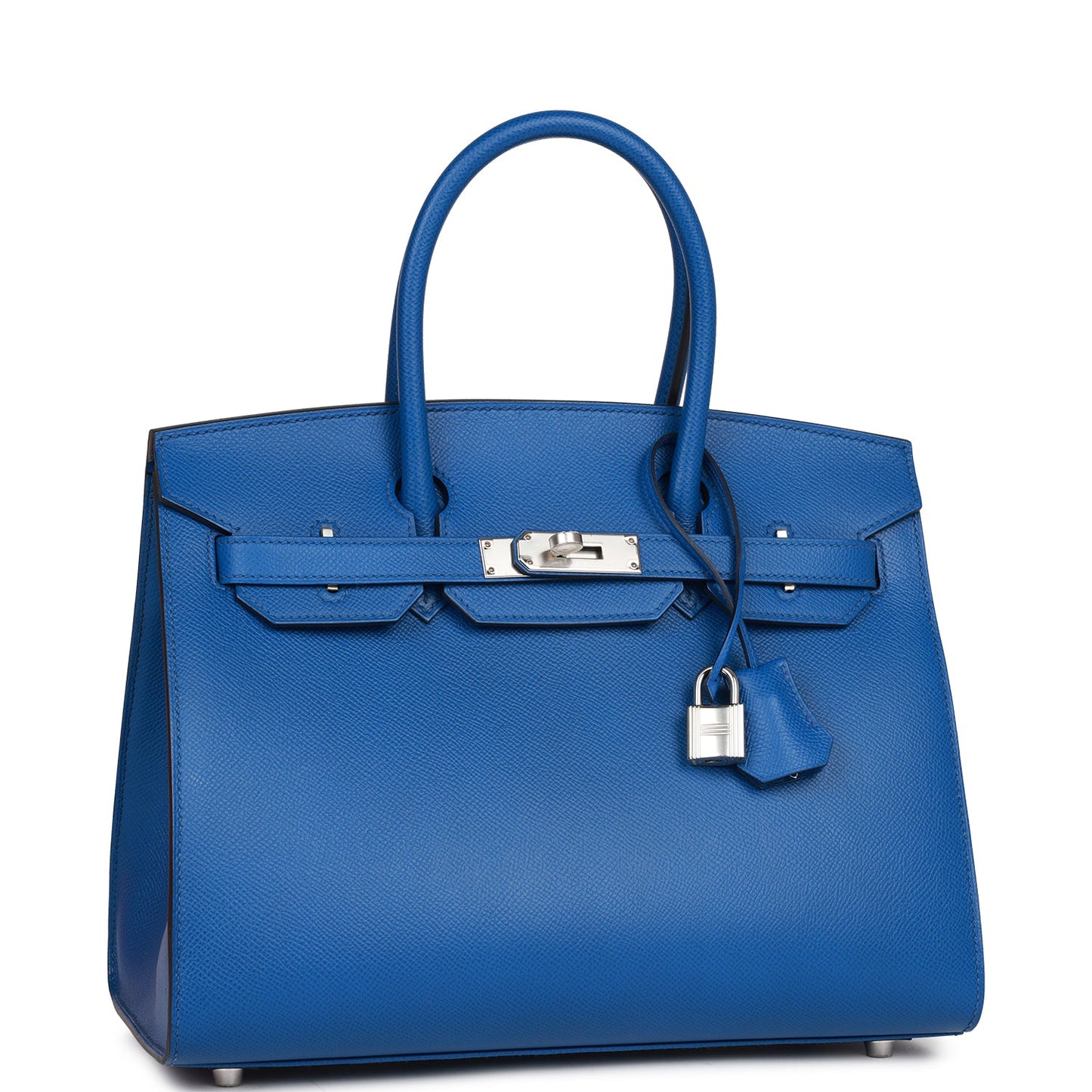 Luxury Hermes Birkin Sellier 30 Bleu France Epsom Palladium Hardware