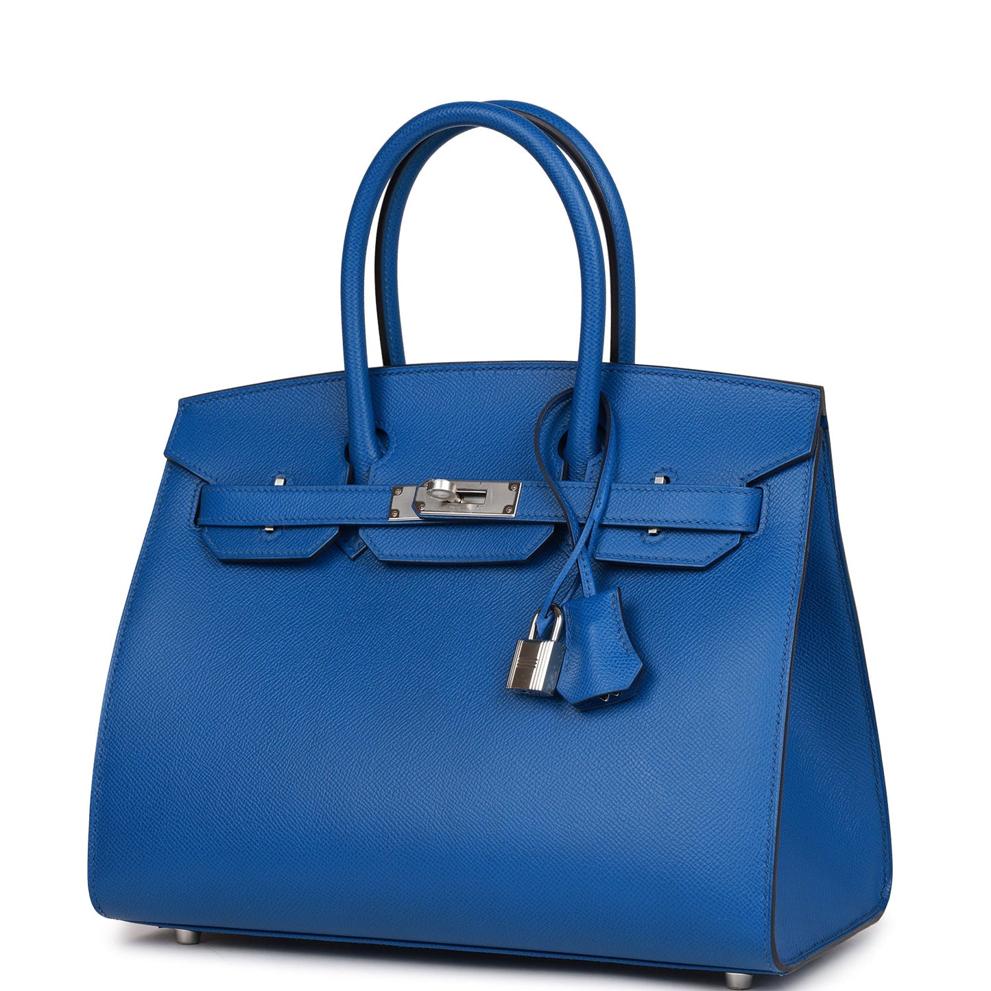 Luxury Hermes Birkin Sellier 30 Bleu France Epsom Palladium Hardware