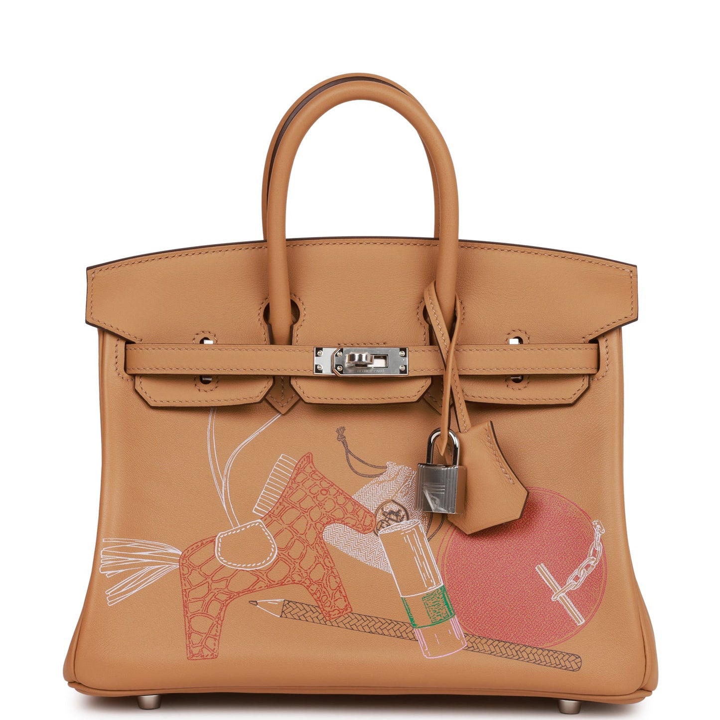 Luxury Hermes Birkin 25 In & Out Biscuit Swift Palladium Hardware
