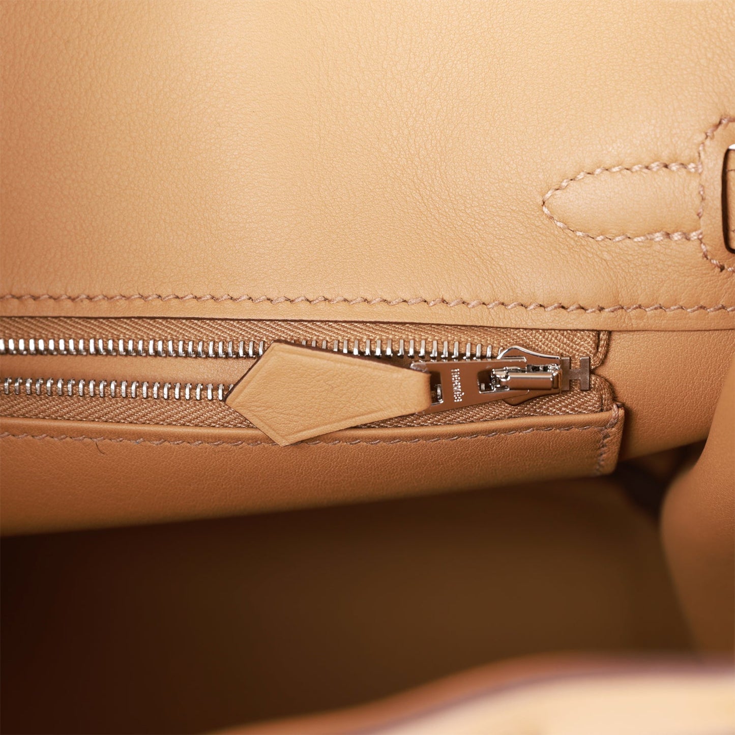 Luxury Hermes Birkin 25 In & Out Biscuit Swift Palladium Hardware