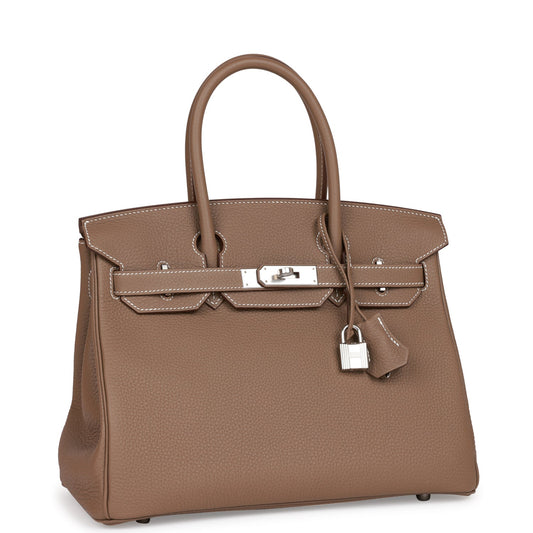 Luxury Hermes Birkin 30 Etoupe Togo Palladium Hardware