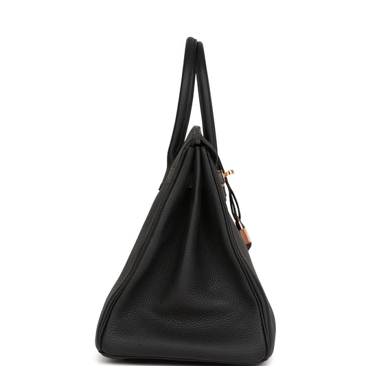Luxury Hermes Birkin 35 Black Togo Rose Gold Hardware