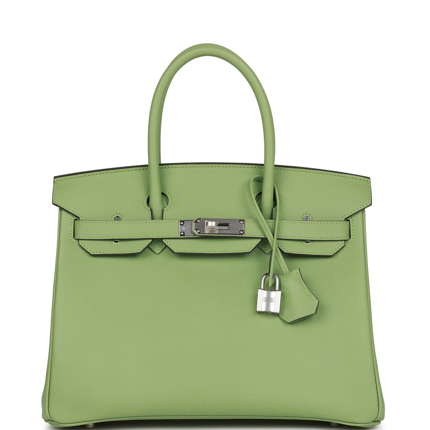 Luxury Hermes Birkin 30 Vert Criquet Epsom Palladium Hardware