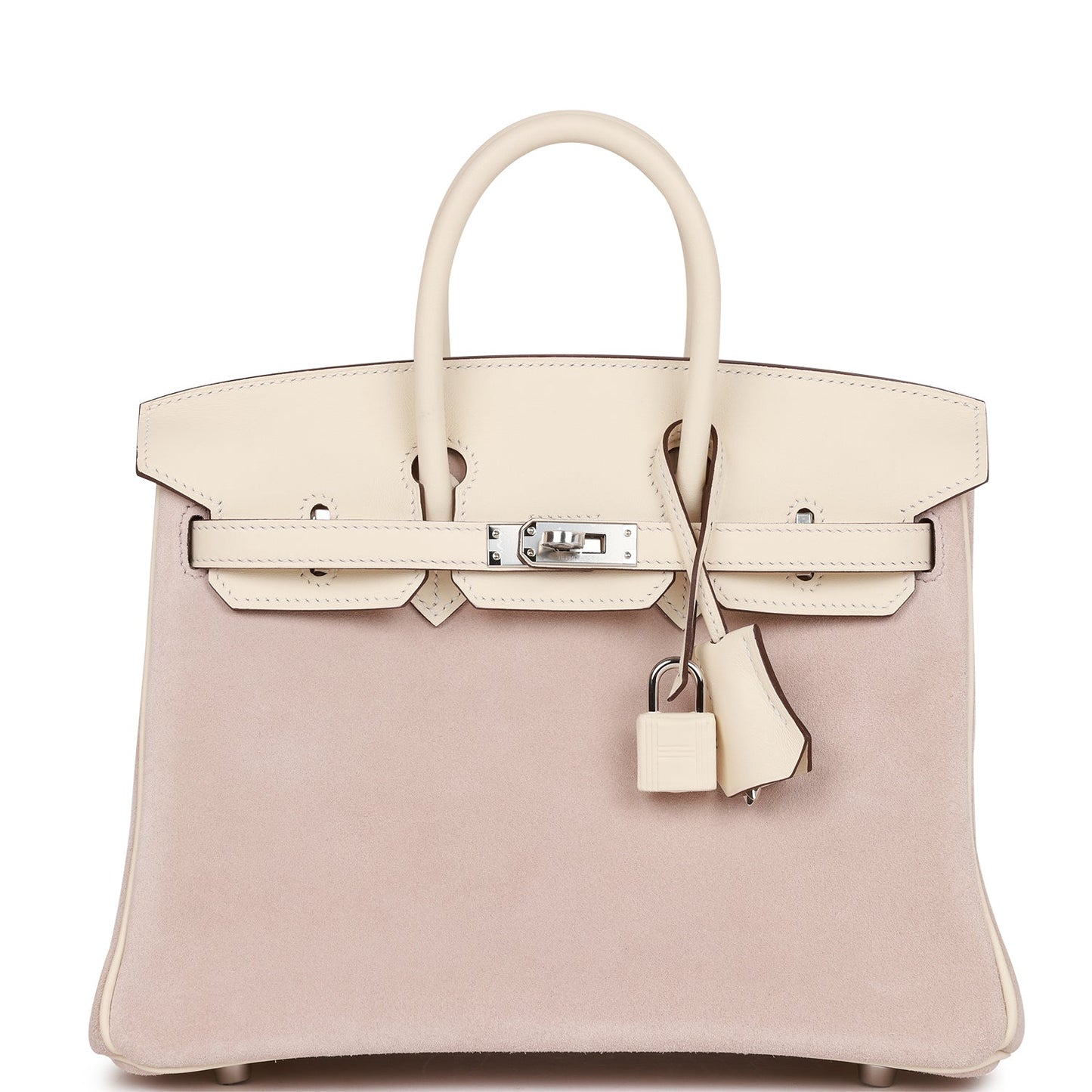 Luxury Hermes Birkin 25 Glycine Grizzly and Nata Swift Palladium Hardware