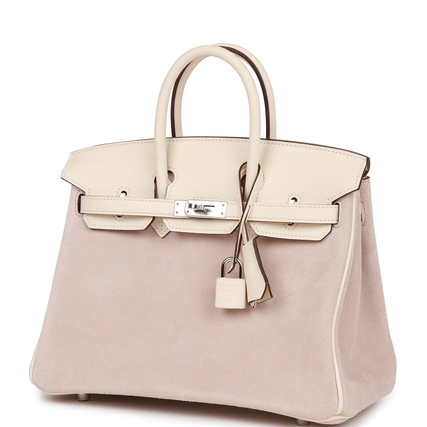 Luxury Hermes Birkin 25 Glycine Grizzly and Nata Swift Palladium Hardware