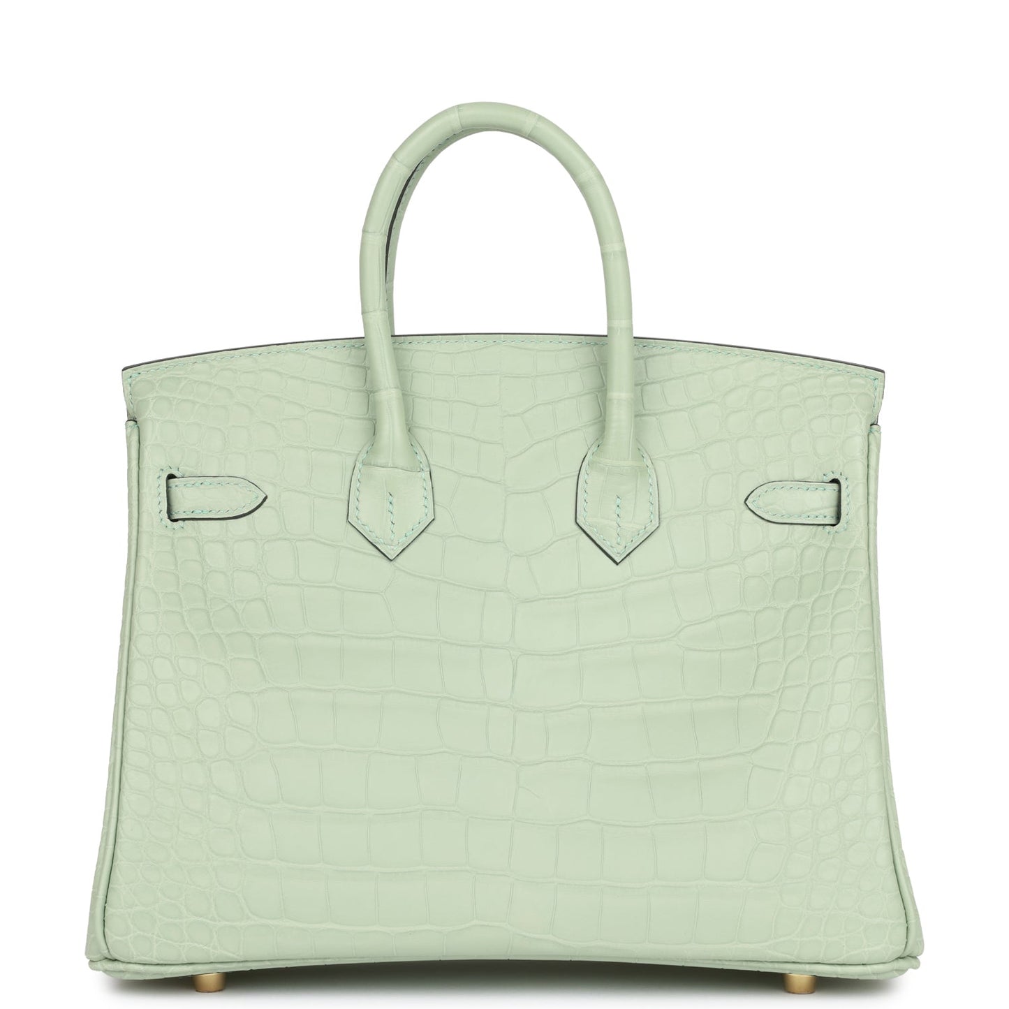 Luxury Hermes Birkin 25 Vert D'Eau Matte Alligator Gold Hardware