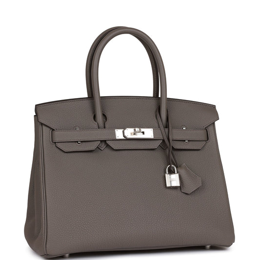 Luxury Hermes Birkin 30 Etain Togo Palladium Hardware