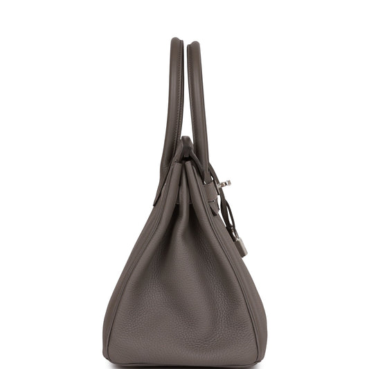 Luxury Hermes Birkin 30 Etain Togo Palladium Hardware